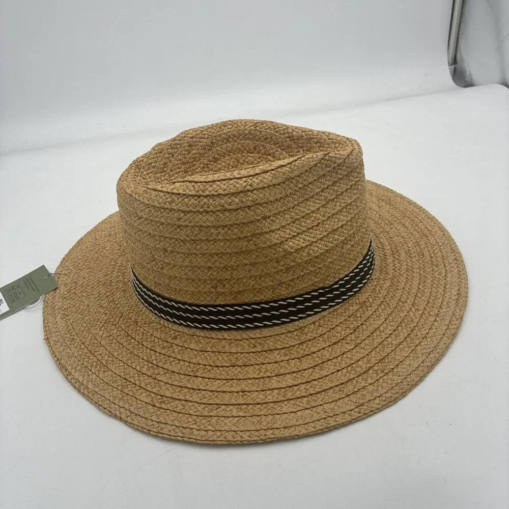 Goodfellow & Co Hat Mens Panama M/L Tan Brown Straw Black Band NWT